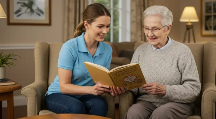 Senior Care Options Explained for Aging Adults senior-care-services-reading-together-at-home-elderly. Vecteezy-medium