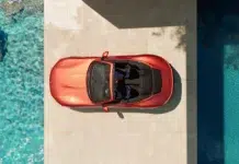 Ferrari Amalfi Spider Arrives With a 640-HP Twin-Turbo V-8 Ferrari Amalfi Spider convertible aerial view