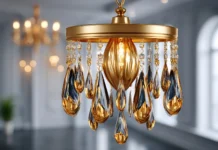 Which Modern Pendant Lamp Makes a Small Singapore Living Room Look Bigger? Golden Crystal Modern Pendant Lamp. Photo vecteezy-medium