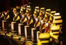 The Olivier Awards Celebrate 50 Years of Theatre Excellence The Olivier Award statues. Photo courtesy of Pamela Raith Photography