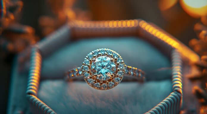 Diamond Jewelry for Engagements, Weddings, and Gifts Elegant diamond engagement ring in box.