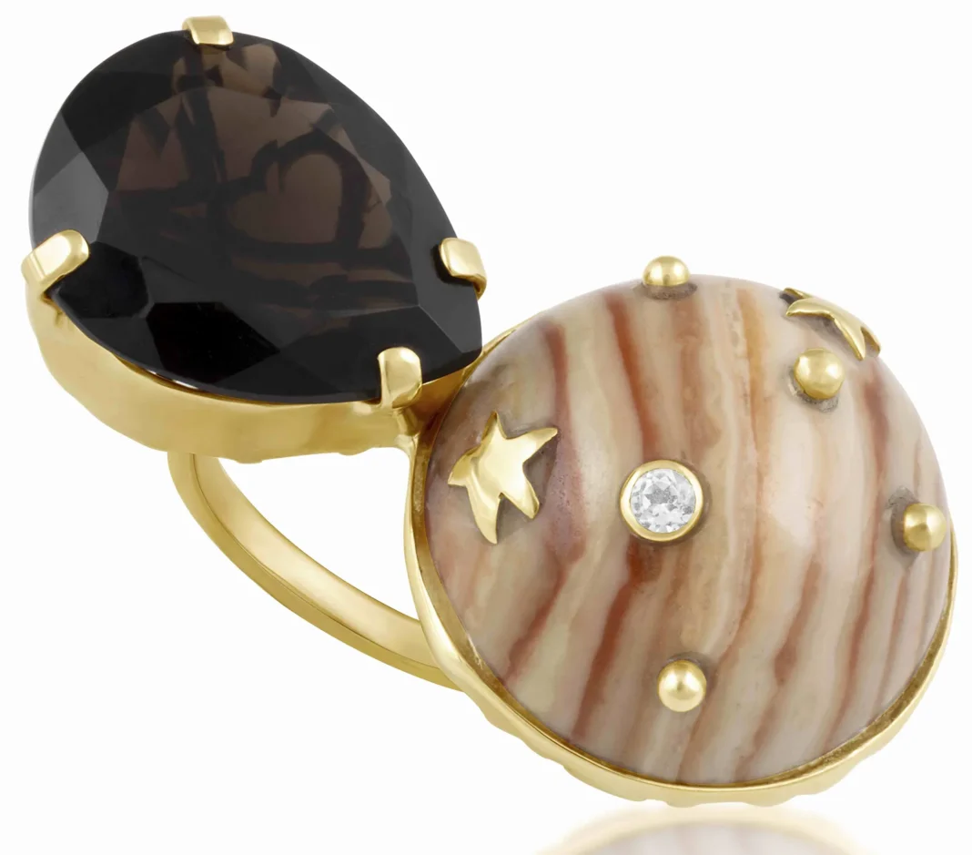 CCWW Designs-jicorite and smoky quartz ring CCWW Designs-jicorite and smoky quartz ring