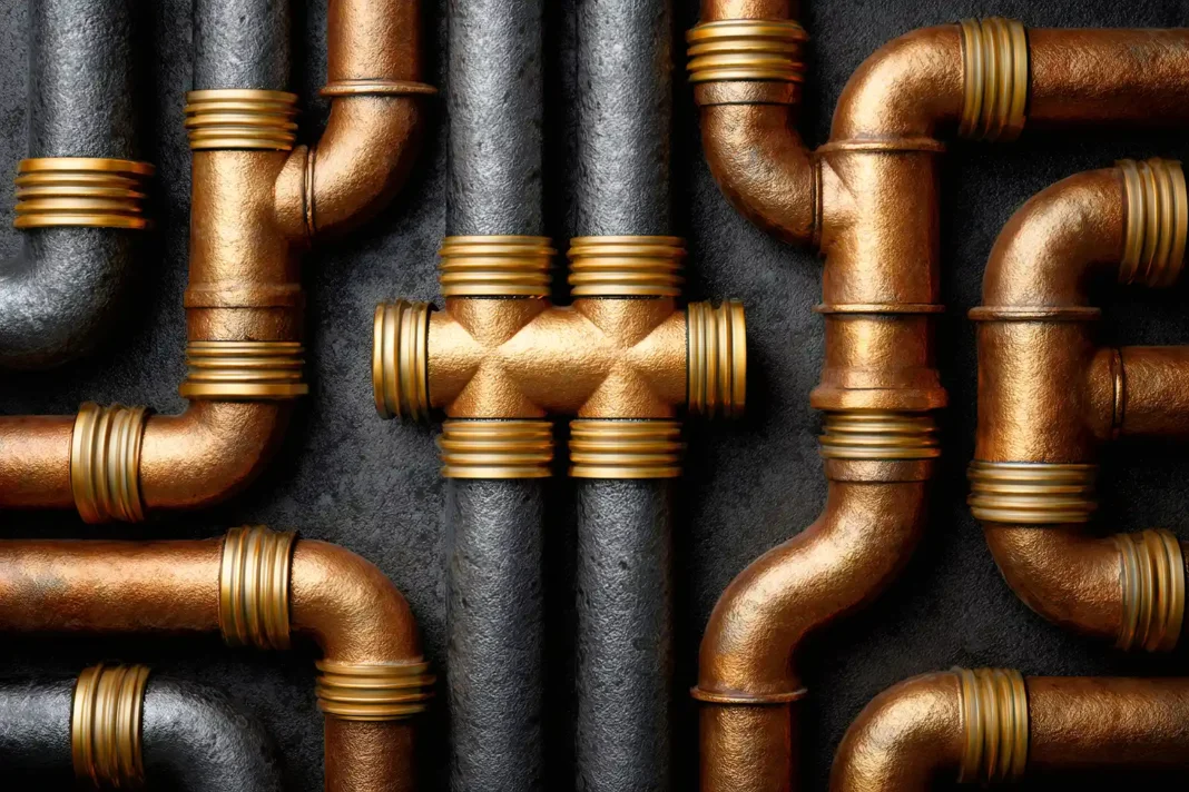 Copper and Brass Home Pipe System. Photo vecteezy-medium Copper and Brass Home Pipe System. Photo vecteezy-medium