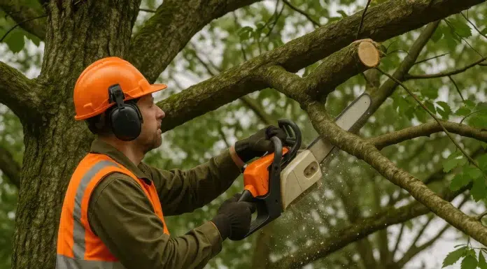 Tree Cutting Service That Controls Risk, Boosts Safety, And Clears Space Professional arborist offering cutting tree services. Vecteezy-medium