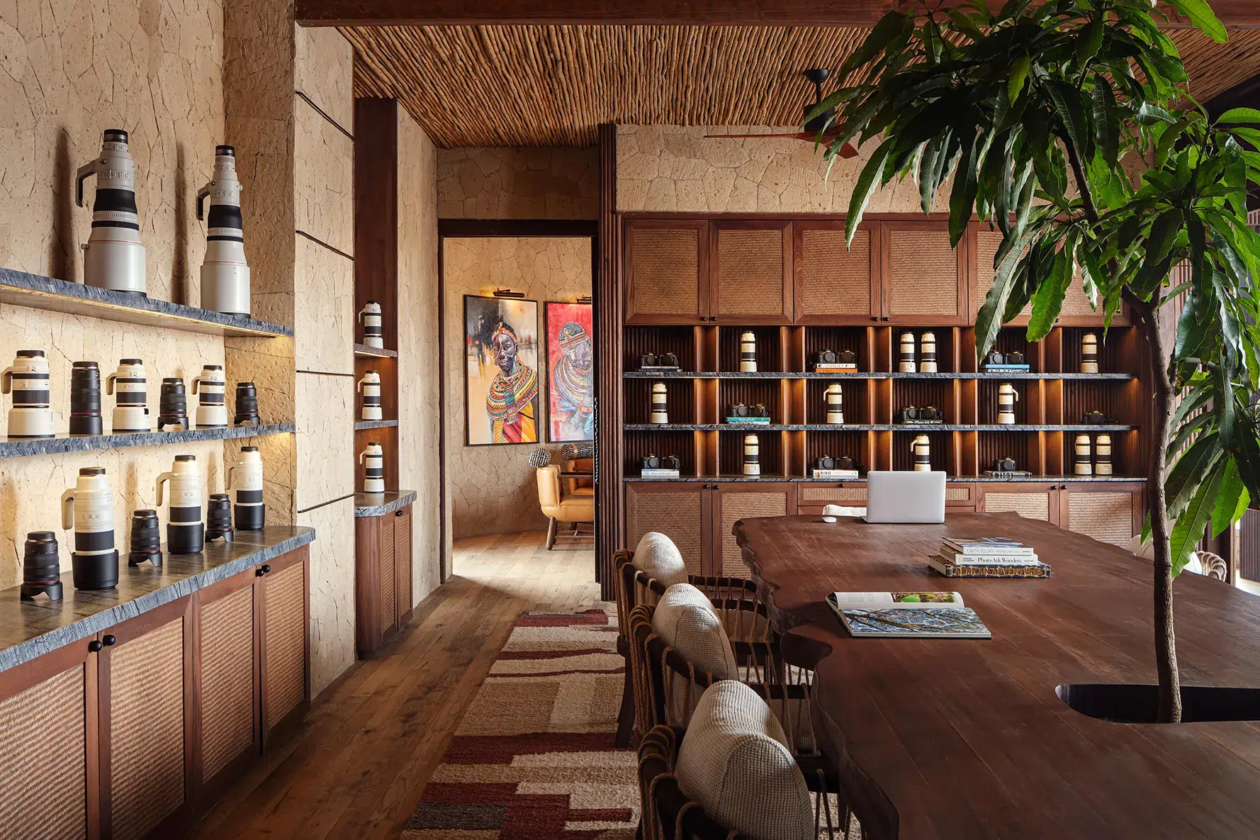 The photographic hub has some really impressive camera gear. Photo courtesy of The Ritz-Carlton, Masai Mara Safari Camp