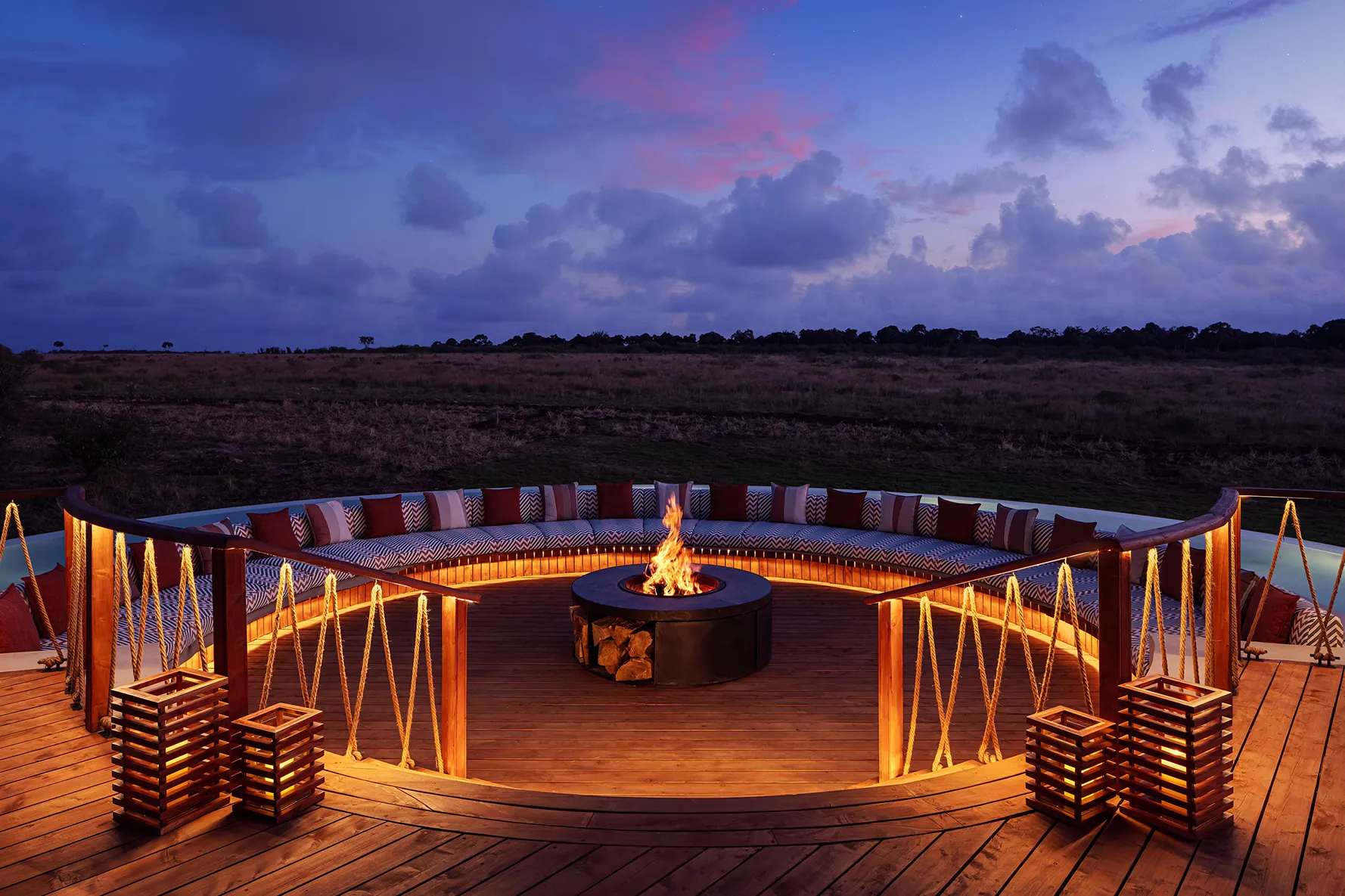 The firepit where Maasai dances and storytelling takes place. Photo courtesy of The Ritz-Carlton, Masai Mara Safari Camp The firepit where Maasai dances and storytelling takes place. Photo courtesy of The Ritz-Carlton, Masai Mara Safari Camp
