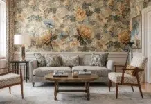 Botanical Wallpaper: The Designer Trick for Bringing Life Into Any Space Chic living room with botanical wallpaper. Vecteezy-medium