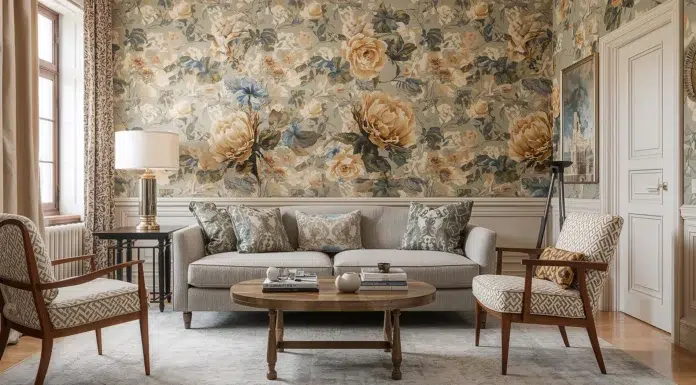 Botanical Wallpaper: The Designer Trick for Bringing Life Into Any Space Chic living room with botanical wallpaper. Vecteezy-medium
