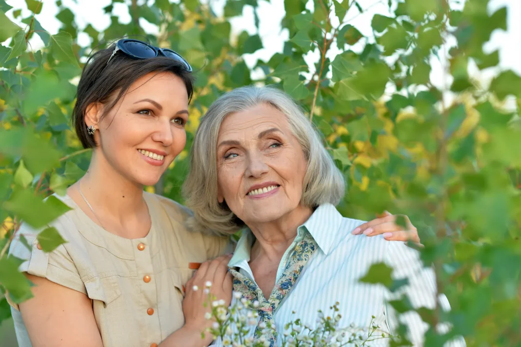 Daughter helping mother with long-term care. Vecteezy-medium Daughter helping mother with long-term care. Vecteezy-medium