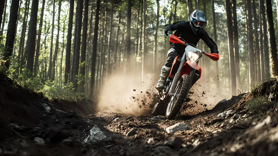Dirt Motor Bike rider driving on dirt road in forest. Vecteezy-medium Dirt Motor Bike rider driving on dirt road in forest. Vecteezy-medium