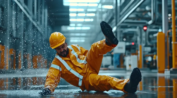 Navigating Slip and Fall Accidents: What You Need to Know Industrial worker slip and falling at work. Vecteezy-medium