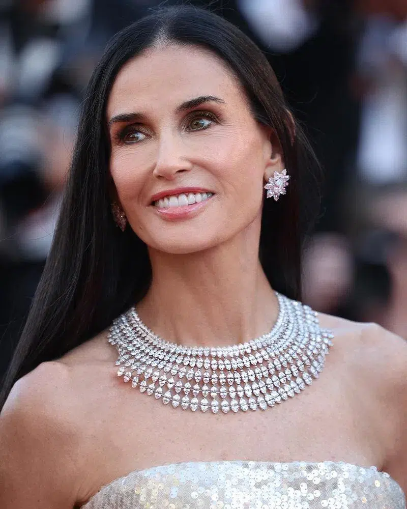 Demi Moore wore a Chopard High Jewelry necklace. Photo courtesy of Chopard Demi Moore wore a Chopard High Jewelry necklace. Photo courtesy of Chopard