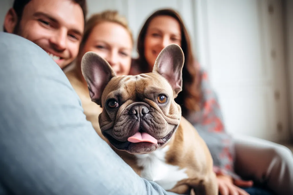 a family enjoying the company of their french bulldog puppy. Vecteezy-medium a family enjoying the company of their french bulldog puppy. Vecteezy-medium