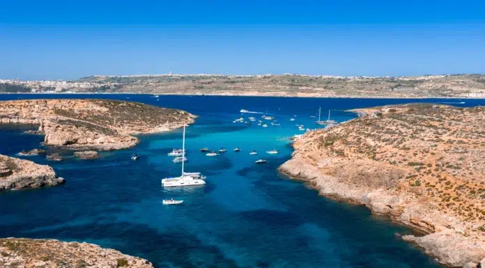 Blue Lagoon Comino: Is It Really Worth the Hype? aerial view of the blue lagoon at comino island malta. Vecteezy-medium