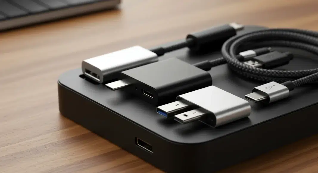 docking station and usb cables connection hub for electronic. Vecteezy-medium docking station and usb cables connection hub for electronic. Vecteezy-medium
