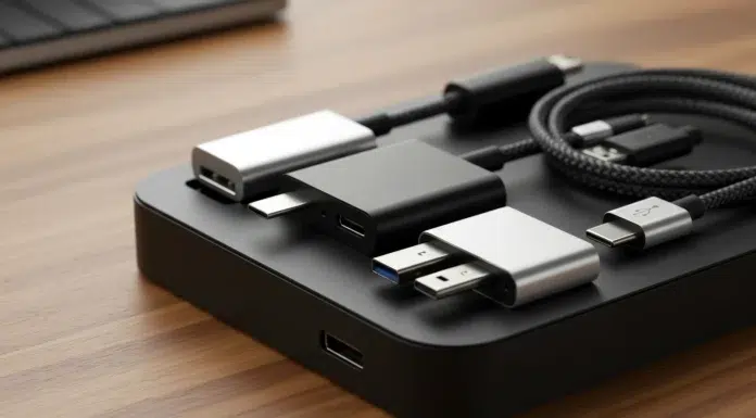 USB-C to HDMI Adapter vs USB Type-C HDMI Converter: Complete Overview docking station and usb cables connection hub for electronic. Vecteezy-medium