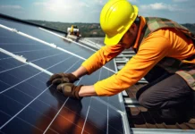 Solar Electrical Installation in Phoenix: What Businesses Need to Know engineer installing solar panels on the roof electrical. Vecteezy-medium
