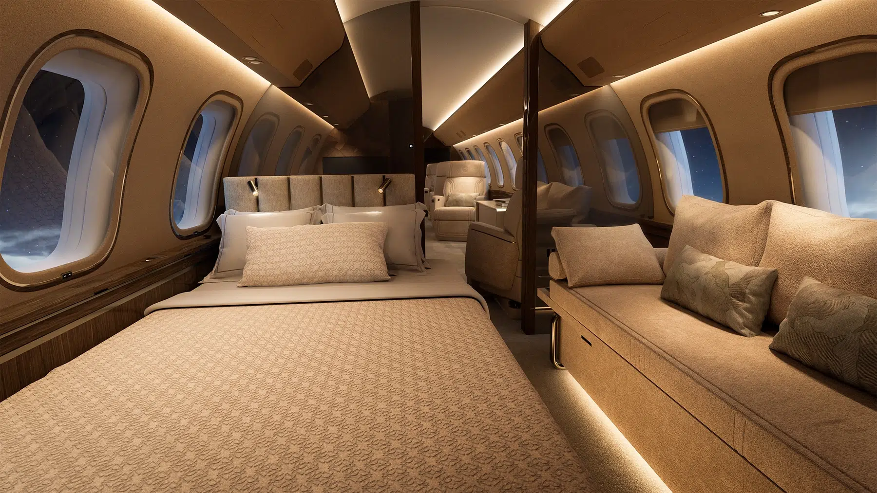 ELIE SAAB-designed interior inside Bombardier Global 8000 private jet ELIE SAAB-designed interior inside Bombardier Global 8000 private jet