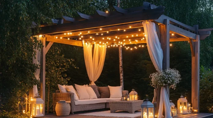 Creative Pergola Lights Setups That Make Outdoor Entertaining More Comfortable Pergola lights. Vecteezy-medium
