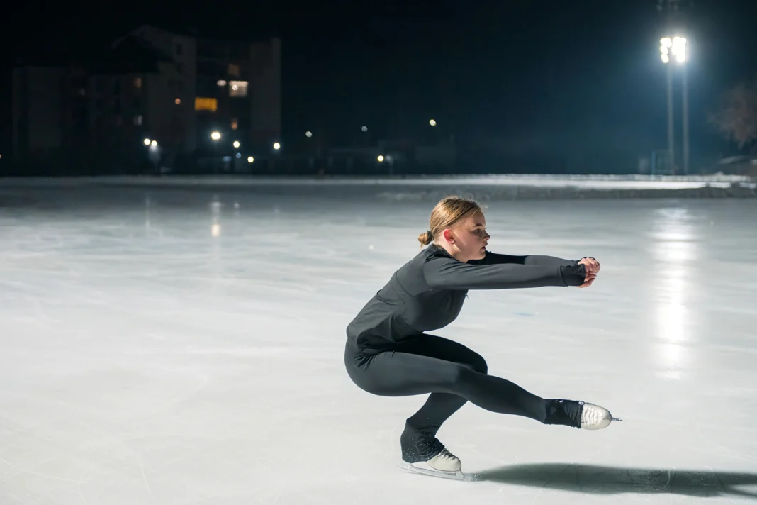 Professional young ice skater practicing. Vecteezy-medium Professional young ice skater practicing. Vecteezy-medium