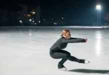 On the Ice, Off the Ice: Flexible Layers for Young Skaters and Practice Days Professional young ice skater practicing. Vecteezy-medium