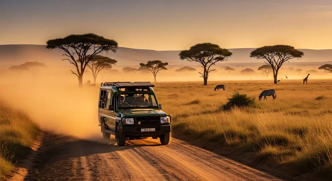 Safari vehicle on the road in Tanzania. Vecteezy-medium Safari vehicle on the road in Tanzania. Vecteezy-medium