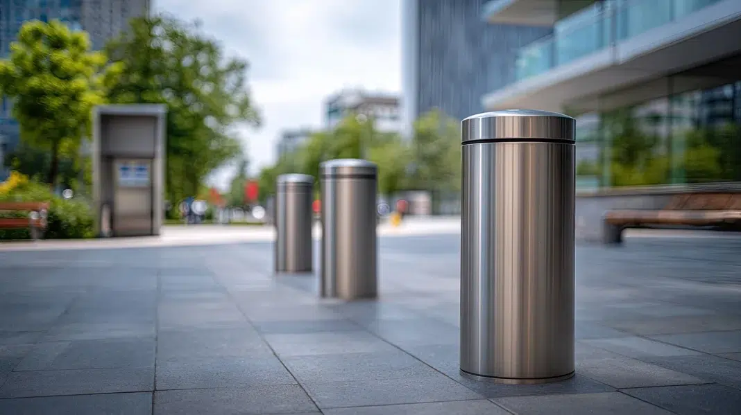 Stainless Steel Bollards for Modern Property. Vecteezy-medium Stainless Steel Bollards for Modern Property. Vecteezy-medium