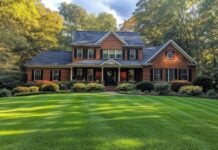 How Do You Know You’ve Found the Right Home? Sunlight filters through trees, casting shadows on a well-manicured lawn in front of a beautiful brick house with classic architecture. The setting exudes tranquility and charm.