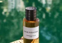 Dior Paradise Bottles a Provençal Memory Dior Paradise perfume bottle beside a green pool