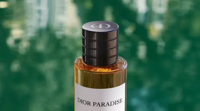 Dior Paradise Bottles a Provençal Memory Dior Paradise perfume bottle beside a green pool
