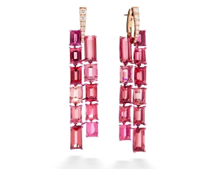 Pomellato Stile Libero High Jewellery Mosaic Cascade earrings Pink tourmalines Pomellato Stile Libero High Jewellery Mosaic Cascade earrings Pink tourmalines
