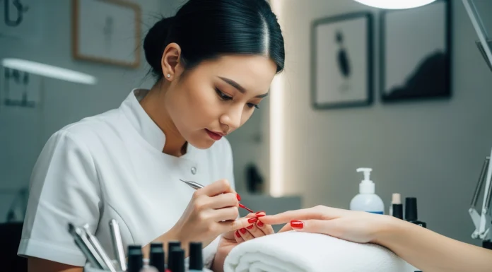 Why Nail Techs Stay Fully Booked While Others Don’t Professional Nail Technician with her client. Vecteezy-medium