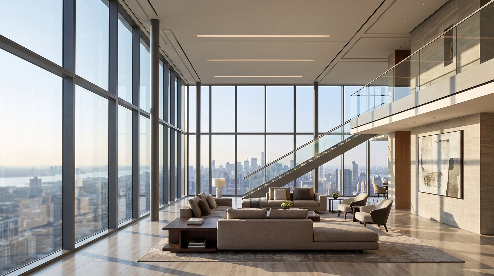 Open luxury interior enabled by bolted steel moment connections Open luxury interior enabled by bolted steel moment connections