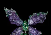 Wallace Chan: Where Jewelry Becomes Invention Wallace Chan The Waves titanium butterfly jewel with green and purple gemstones
