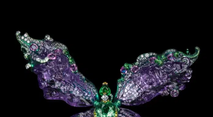Wallace Chan: Where Jewelry Becomes Invention Wallace Chan The Waves titanium butterfly jewel with green and purple gemstones
