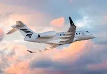 Piero Ferrari Takes Delivery of Bombardier’s 200th Challenger 3500 Piero Ferrari Bombardier Challenger 3500 private jet in flight