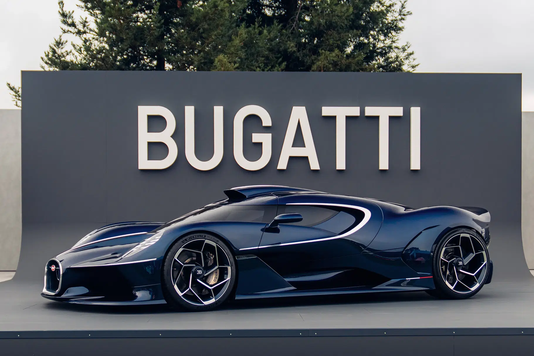 Bugatti Destrier at The Quail full side profile Bugatti Destrier at The Quail full side profile