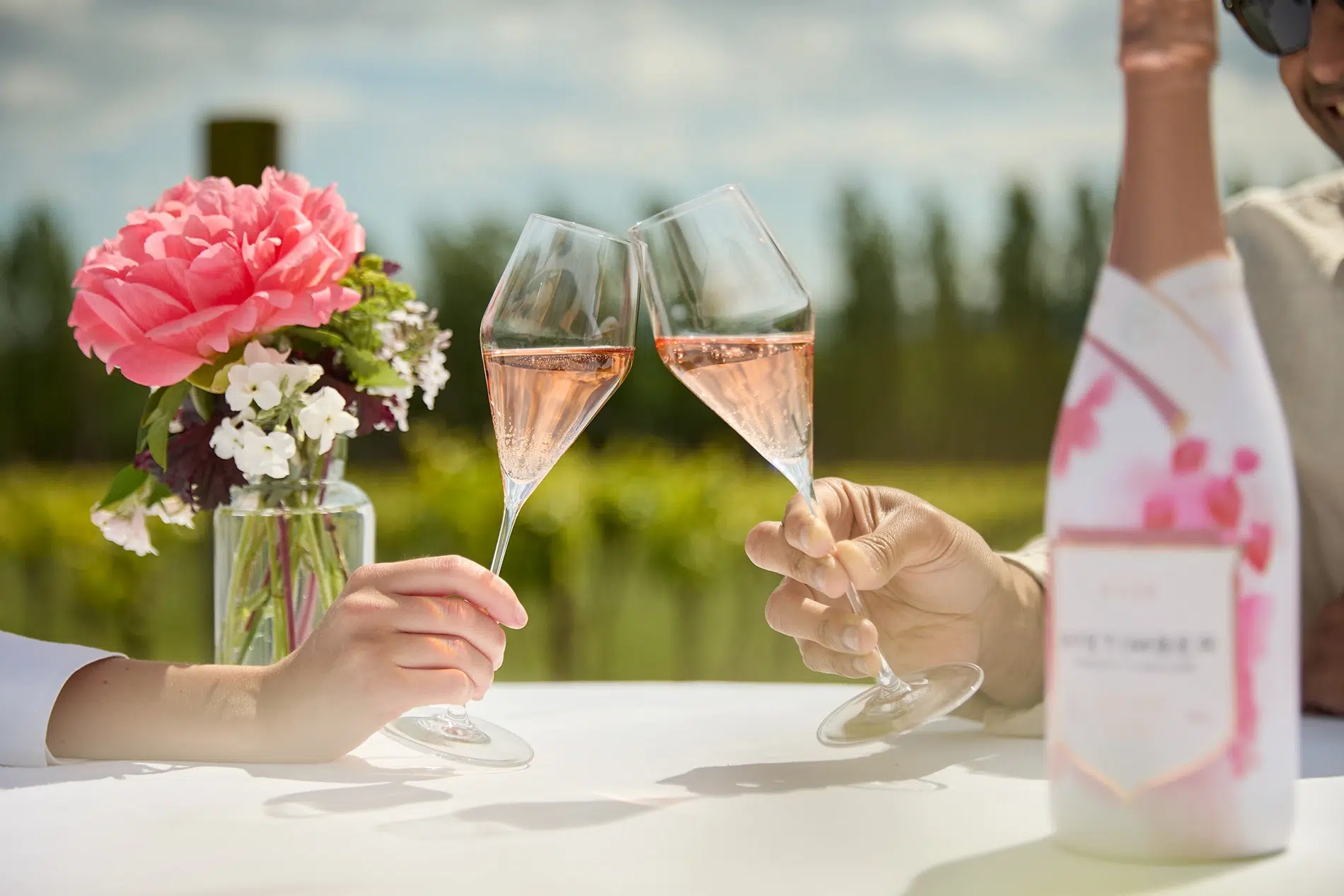 Nyetimber limited edition Rosé with champagne glasses Nyetimber limited edition Rosé with champagne glasses