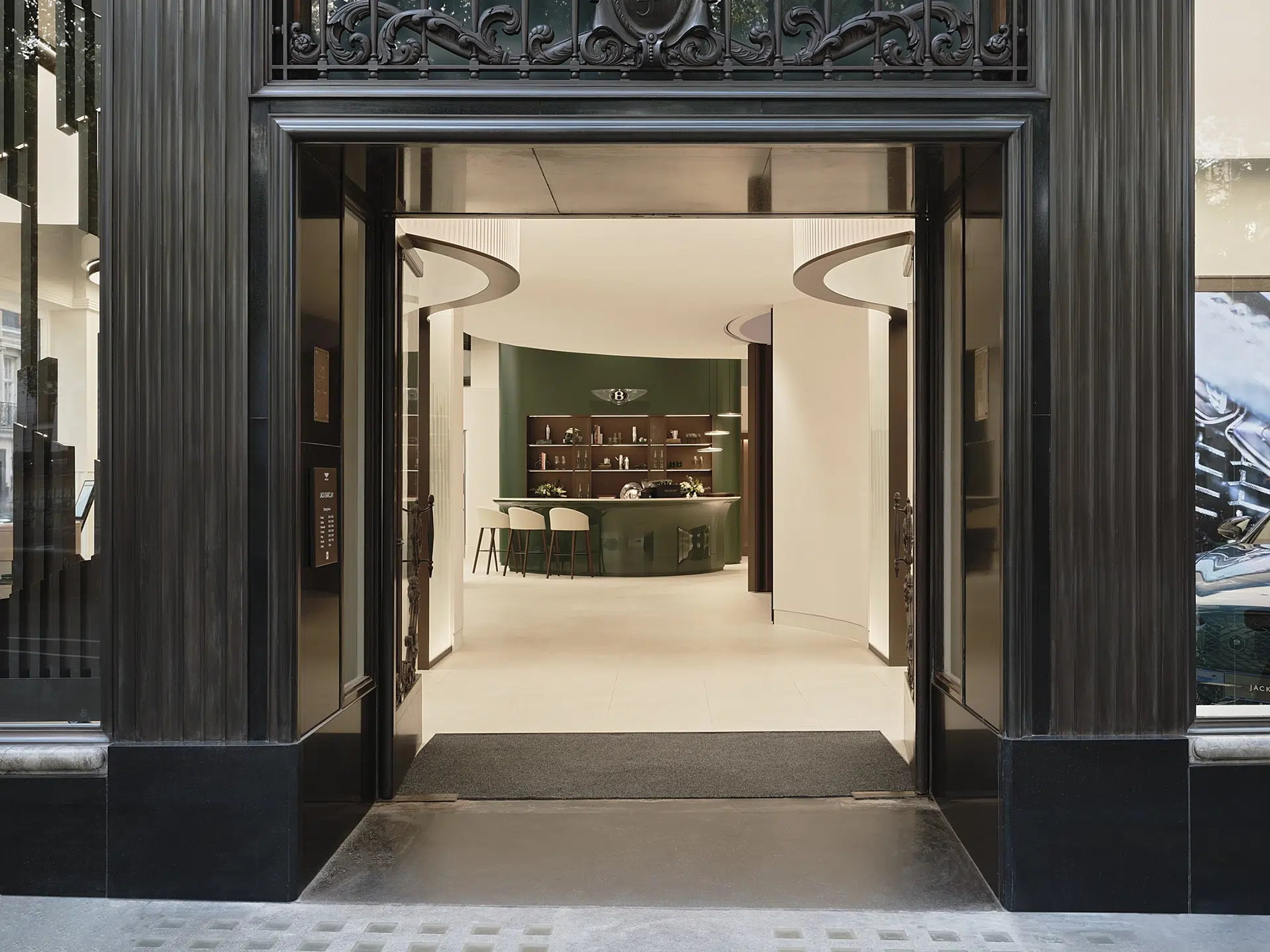 Entrance to Bentley Jack Barclay showroom with hospitality bar Entrance to Bentley Jack Barclay showroom with hospitality bar