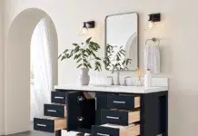 Best Luxury Solid Wood Vanities for High-End Coastal Estates Image courtesy of ARIEL Bath. Recreated and fixed by ChatGPT