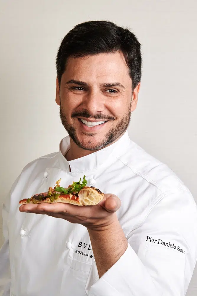 Pier Daniele Seu with Bvlgari gourmet pizza