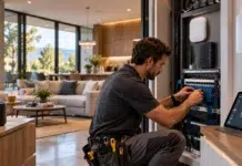 How Professional Network Cabling Can Transform the Smart Home Experience Professional Network Cabling in a Smart Home. AI image by ChatGPT