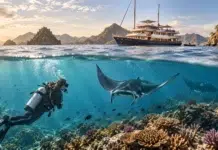 The Safari of the Sea: Komodo Scuba Diving as Luxury Travel’s Next Great Expedition The Safari of the Sea, Komodo Scuba Diving. AI Image by ChatGPT