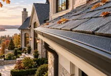 Gutter Guards: The Quiet Upgrade That Protects a Luxury Home Autumn Lakeside Home with Gutter Guide