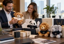 Custom Plush Toys as a Creative Option for Corporate Gifts Corporate Plush Gift Presentation. ChatGPT AI