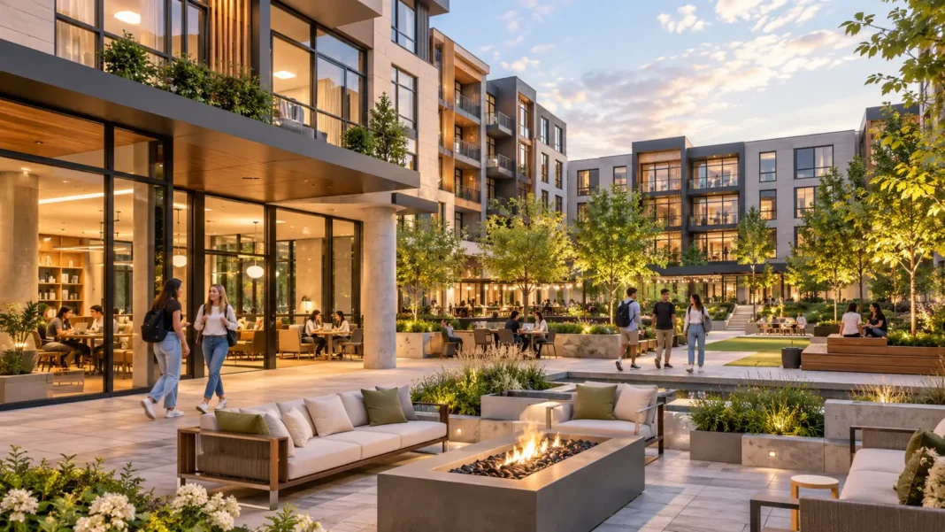 Courtyard Gathering for residential student communities. AI Image via ChatGPT Courtyard Gathering for residential student communities. AI Image via ChatGPT