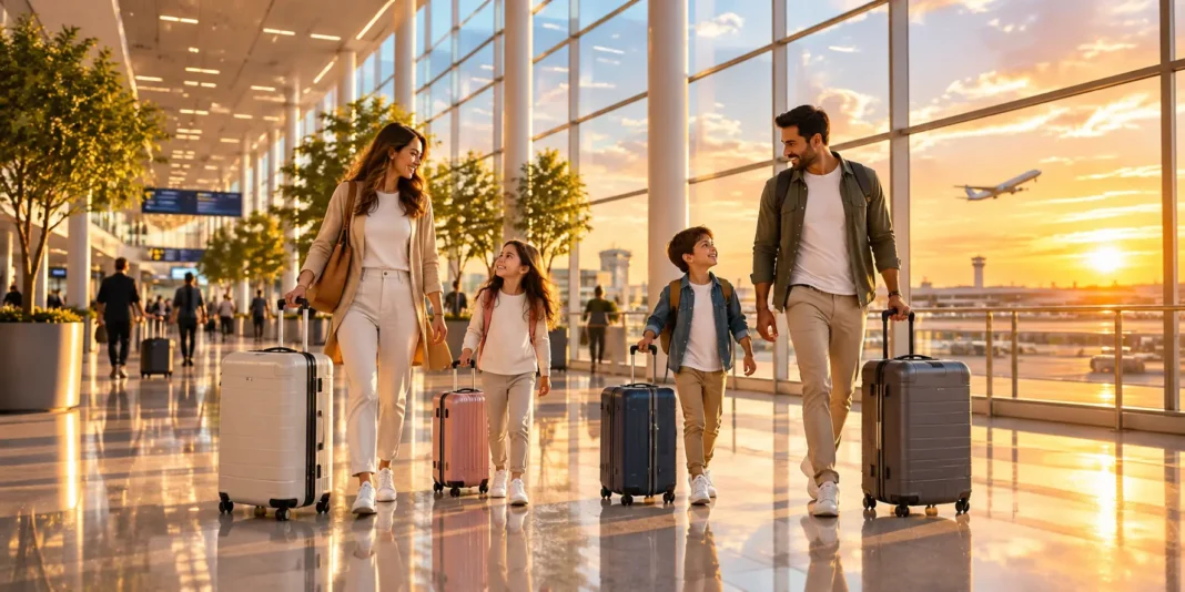 Family Luggage for traveling. AI image by chatgpt Family Luggage for traveling. AI image by chatgpt