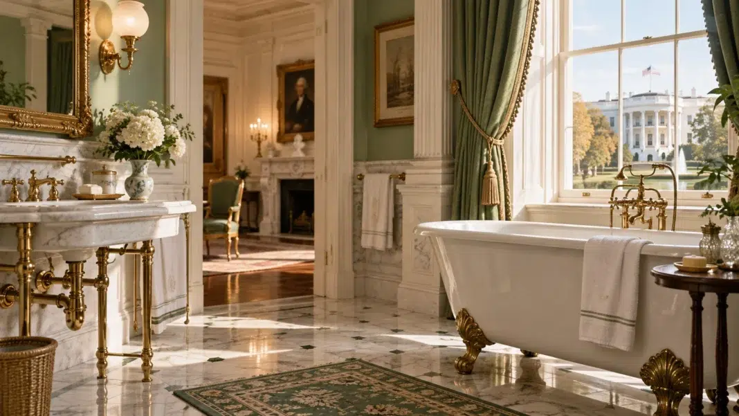Presidential Marble Bath with White House View Presidential Marble Bath with White House View