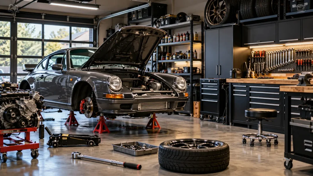 Setting Up a Garage for More Ambitious Car Projects. AI image by ChatGPT Setting Up a Garage for More Ambitious Car Projects. AI image by ChatGPT