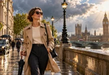 When Does British Weather Call for Sunglasses? Sunlit London Stroll After Rain wearing sunglasses